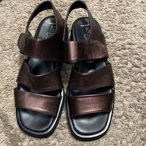 Aquatalia | Bronze Brown | Womens Slingback Platform Velcro Sandals | Size 9